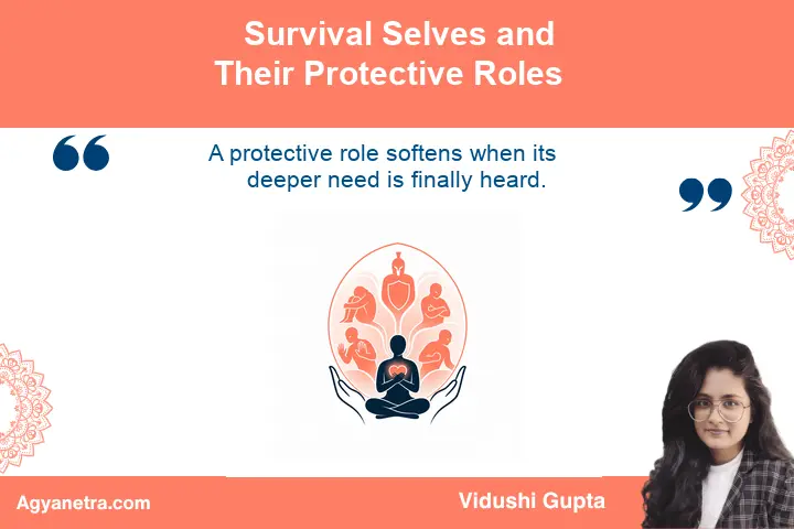 Survival Selves and Protective Roles A person compassionately recognising perfectionism and people-pleasing as protective roles
