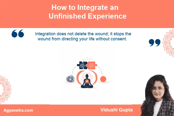 Person practicing compassionate awareness to integrate unresolved emotions