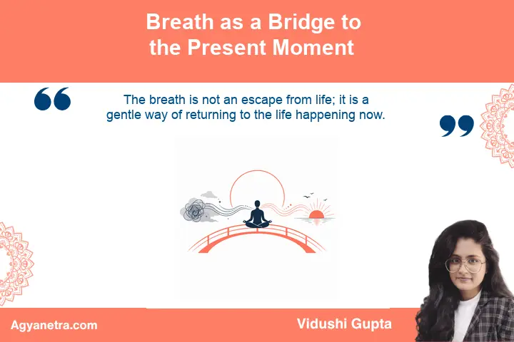 Calm person using conscious breathing to return to the present moment