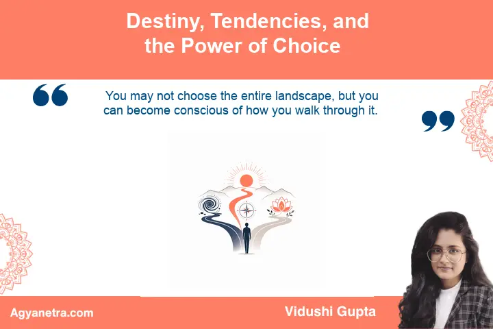 A person consciously choosing a path through an open landscape