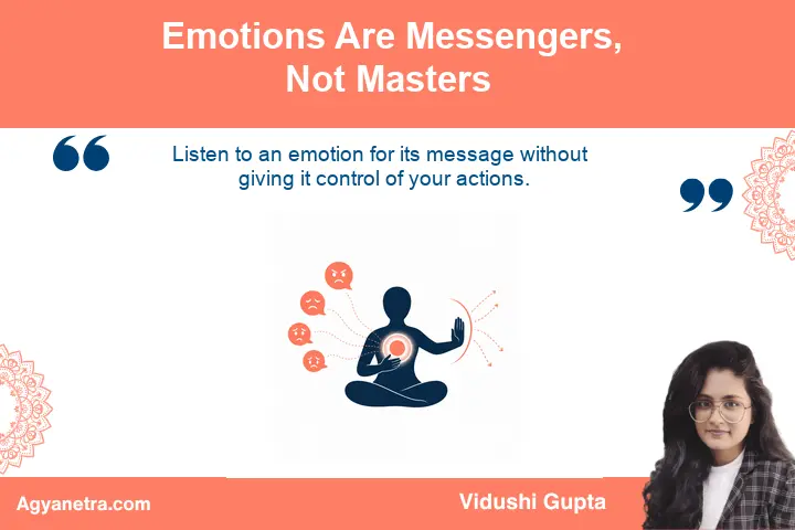 Different emotions appearing as gentle messengers around a meditating person