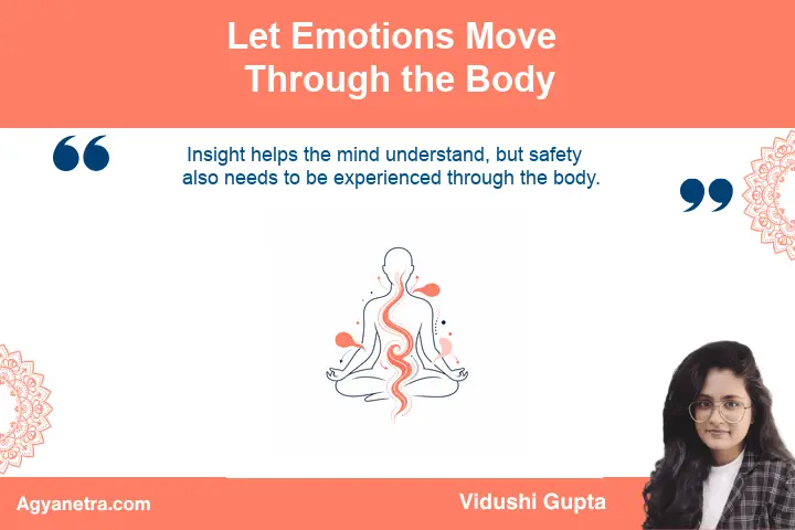 Calm person using breath and body awareness to process emotions