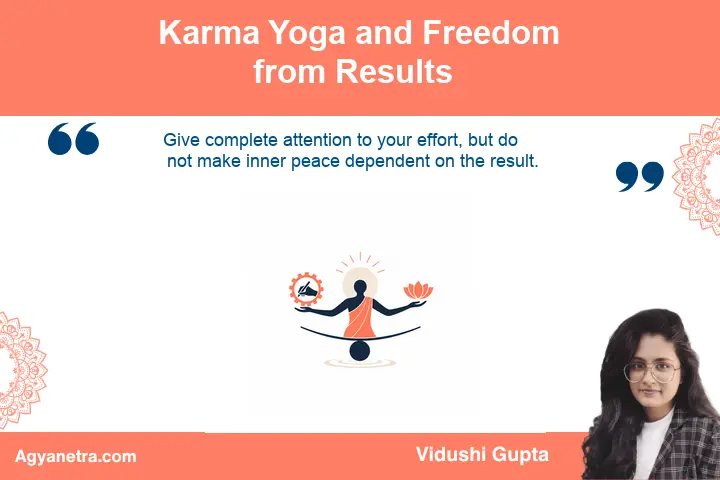 Calm spiritual practitioner symbolizing Karma Yoga and non-attachment