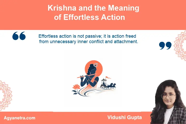 Symbolic depiction of Krishna representing aligned and effortless action
