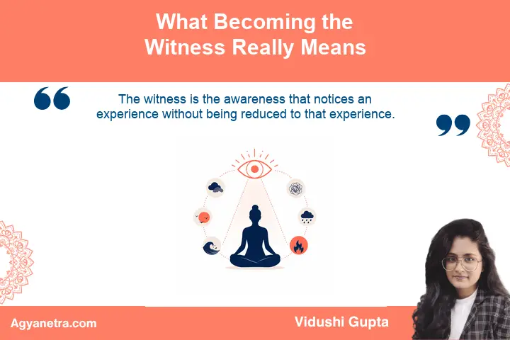 Meditating person observing thoughts with calm awareness