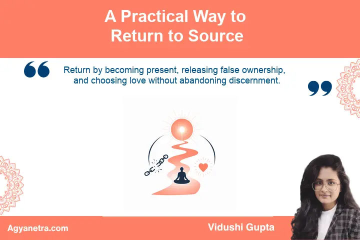 Person practising mindful awareness as a path of returning to Source