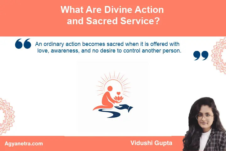 Person offering compassionate help through sacred service