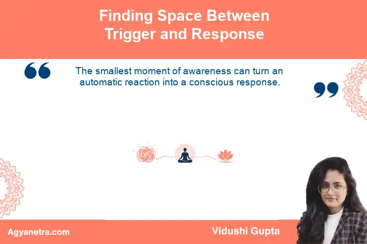 Person pausing mindfully before responding to an emotional trigger