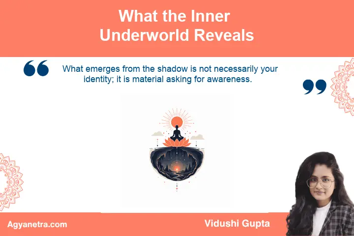 Person observing a shadowed inner landscape during spiritual self-reflection