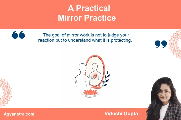 Journal and mirror used for a practical spiritual self-reflection exercise