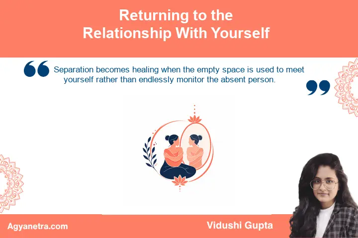 Person sitting peacefully in self-reflection after relationship separation