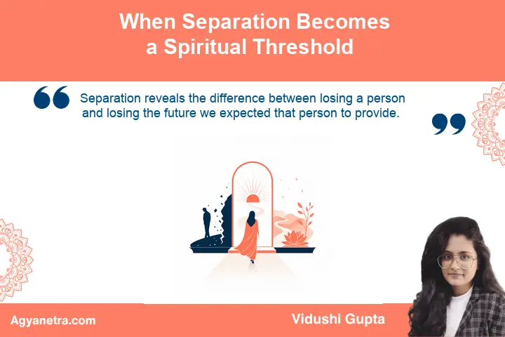 Separation and the Death of Illusion: Love Without Clinging: Solitary person crossing a symbolic threshold during emotional separation