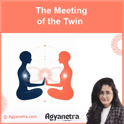Two people meeting in a calm spiritual setting symbolizing twin recognition