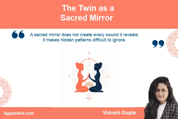 Person seeing inner emotions reflected through a sacred mirror